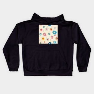 Colourful  Vintage Daisy Repeat Pattern Kids Hoodie